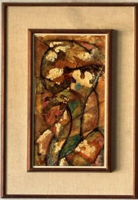 PINTURA AL ÓLEO EXPRESIONISTA ABSTRACTA MODERNA DE COLECCIÓN ARTE MODERNISTA ANTIGUO Foto 1 de 4