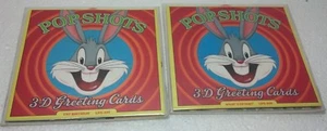 Popshots 3-D B'day biglietti di auguri coppia di carte Bugs Bunny in plastica originale - Foto 1 di 5