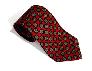 Brooks Brothers Makers Maroon, Navy & Gold Floral Geometric Classic Tie - 58" - Picture 1 of 5