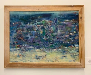 Abstract, Ocean, Original Oil Painting, Framed Art - Picture 1 of 7