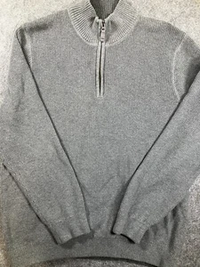 Suéter EDDIE BAUER Para Hombre XXL 1/4 Cremallera Gris Acanalado Tejido LS Algodón Peso Pesado - Imagen 1 de 7
