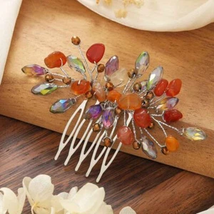 Rhinestone Bride Wedding Hair Comb Silver Bridal Hair Piece Side Comb Beach W... - Picture 1 of 7