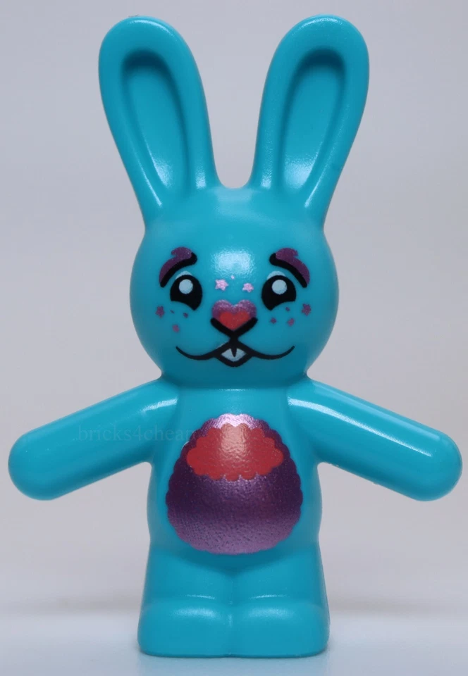 Lego Bunchu Mediano Azul Conejito De Pie Coral Metálico Rosa Nariz Foto 1 de 1