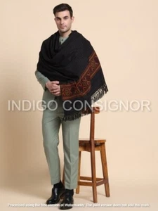 Sciarpa scialle uomo pashmina indiana morbida lana 100% cashmere stola avvolgente seta calda - Foto 1 di 5