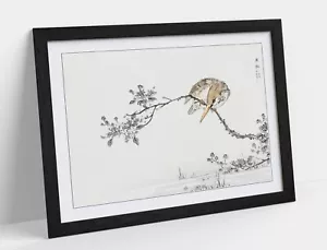 NUMATA KASHU, JAPANESE PIED KINGFISHER -FRAMED ART PICTURE PAPER PRINT - Picture 1 of 10