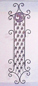 vtg Wrought Iron wall hanging 2 Plate display Rack brown palm tree floral scroll - Picture 1 of 6