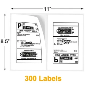 300 etiquetas de envío 8,5x5,5 medias hojas autoadhesivas etiqueta en blanco 2 por hoja EE. UU. - Imagen 1 de 5
