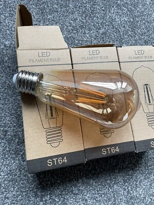 LED Filament Bulb E27 4W 2700k Dimmable Amber X 3 - Image 1 of 3