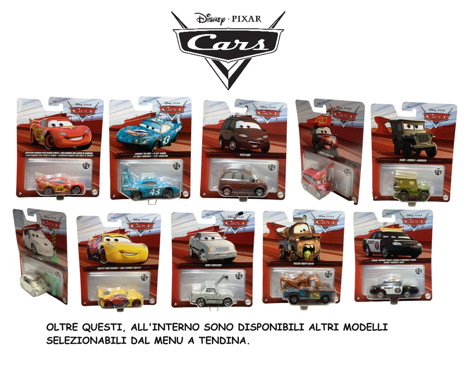MATTEL CARS DISNEY PIXAR VEICOLI METAL SCALA 1:55 ASS. DXV29 - Immagine 1 di 1
