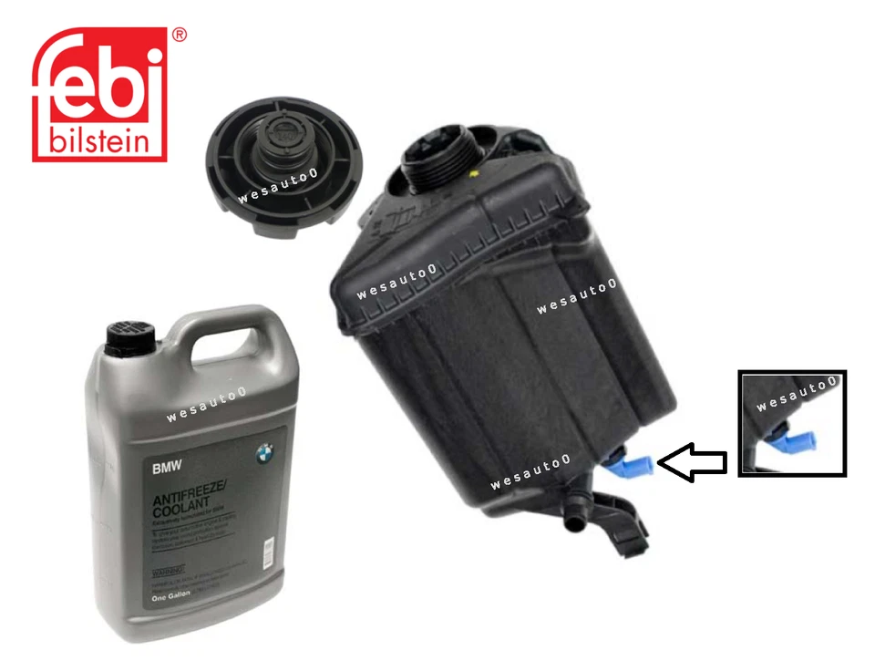 For BMW 740i 740Li xDrive Coolant Expansion Tank + Sensor + Cap + Antifreeze OES - Image 1 of 1
