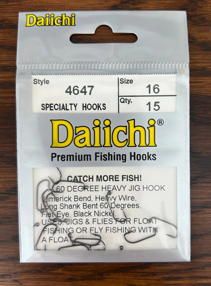 Daiichi #4647 - 60 Degree Heavy Jig Hook - #16 - Black Nickle Finish - Image 1 of 1