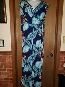 Mlle Gabrielle Navy Floral Sleeveless Wide Leg Stretch Jumpsuit NEW! 4349 - Picture 1 of 7
