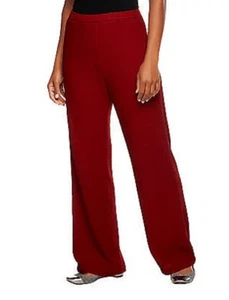 Bob Mackie Womens 3X Regular Fit Elastic Waist Crinkle Knit Pants Red NWT - Picture 1 of 4