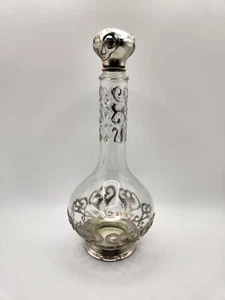 Antique Sterling Silver 925 Decanter Perfume Glass Bottle- Tested - Picture 1 of 7