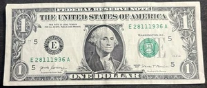 2017 Richmond $1 Bill November 28th 1936 Birthday/Anniversary Snake Eye 11’s - Picture 1 of 2