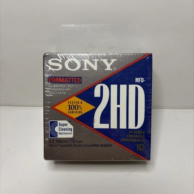 Paquete de 10 micro disquetes SONY 3,5"/doble cara 1,44 MB 10 MFD-2HD formateado IBM Foto 1 de 3