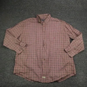 Camicia Nautica Uomo 2XL Rosso Plaid Manica Lunga Bottoni Erica Popeline Casual - Foto 1 di 8