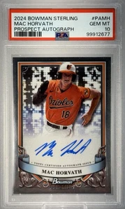 2024 Bowman Sterling  Mac Horvath Prospect Autograph PSA 10 Baltimore Orioles - Picture 1 of 5