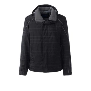 new Lands End Men's Reflective Jacket Black Striped Full Zip the outfitters XL - Picture 1 of 5