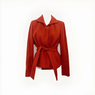 Chaqueta de Colección Naranja Tweed Jones New York con Cinturón Talla Grande Foto 1 de 4