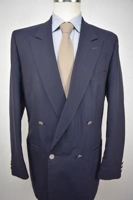 Blazer Saint André Sólido Azul Marino 100% Lana Doble Pecho Talla: 42L Foto 1 de 4