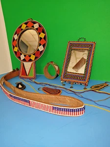 Konvolut 7 Vintage Beed Werkstücke im indischen Stil handgefertigt, alle sind Unikate - Bild 1 von 24