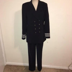 KASPER Blue & Silver Military Inspired Jacket & Pants 2 Piece Suit 4 NWT - Picture 1 of 12