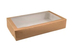 Windowed Traybake Cake Boxes / Sandwiches - Kraft / Various sizes - Picture 1 of 67