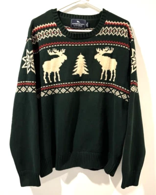 Suéter Pullover de Invierno Tejido Verde Oscuro XXL American Living Para Hombres 100% Algodón Foto 1 de 4