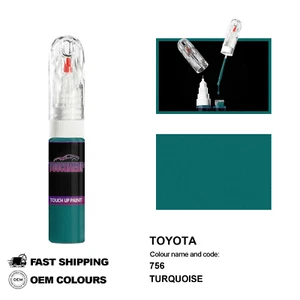 FOR TOYOTA TURQUOISE 756 Touch Up Paint Pen Brush Fix Kit Scratch Chip Set Mark - Picture 1 of 8