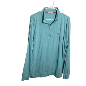 Peter Millar Sweatshirt Men's Large Blue 1/4 Zip Cotton Athletic Pullover Solid - Picture 1 of 11