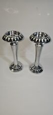 Vintage Silver Plated Towle Taper / Pillar Candlesticks  - Mother of Pearl