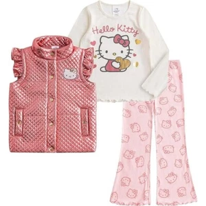 NWT New Hello Kitty Sanrio 3 Piece Shirt Vest Pants Size 5 - Picture 1 of 11