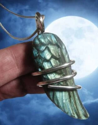 Moon Spirit Wing Jewelry Labradorite Silver / Pagan Oracle / Blue Lotus 10 - Image 1 of 3