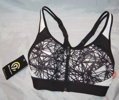 Nuevo Sujetador Deportivo Atlético Negro Blanco Cremallera Champion C9 Duo Seco Talla XS Foto 1 de 3