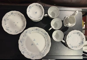 JOHANN HAVILAND BAVARIA CHINA BLUE GARLAND MIXED DINNER SETTING 22 PIECES - Picture 1 of 5
