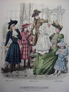 66/ GRAVURE DE MODE " Moniteur de la Mode Paris 1891 ". Grand format 36x26 - Picture 1 of 3