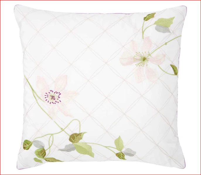 NEW Yves Delorme Clematis Decorative1 18" Cushion Cover Cotton Silk Embroidery - Image 1 of 4