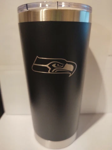 SEATTLE SEAHAWKS BLACK HYDRO ENGRAVED TUMBLER INSULATED DOUBLE WALL TRAVEL MUG Cover