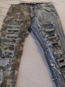 Waimea Jeans Uomo 34 Grigio Mimetico Skinny Denim Invecchiato - Foto 1 di 6