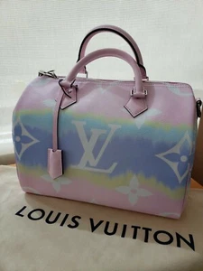 Louis Vuitton AUTHENTIC SPEEDY 30 PINK ESCALE GIANT FLOWER MONOGRAM PASTEL BAG - Picture 1 of 11