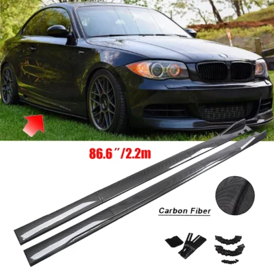 For 2007-2013 BMW 1 Series E82 86.6" Carbon Style Side Skirts Rocker Panel Lip Foto 1 de 4