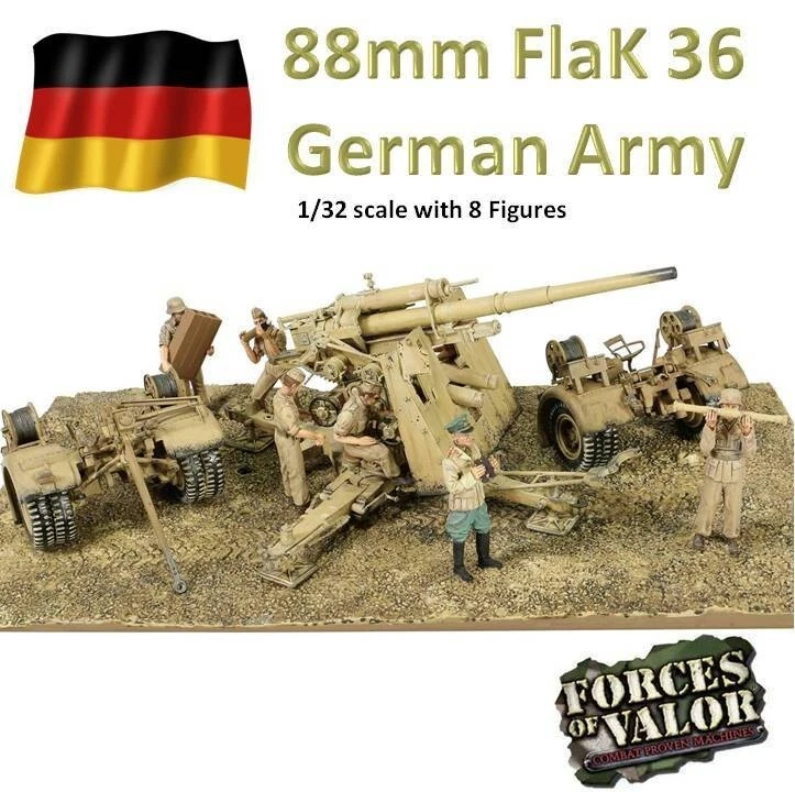 Krupp 88mm FlaK 18, German Army, Forces Of Valor 1:32 801008B with 8 Figures - Image 1 of 4