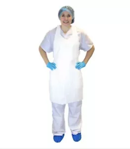 Qty. 100 The Safety Zone Polyethylene Aprons Bib Style MDP-46-2, 28”x46” Gown - Picture 1 of 3