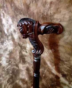 Bastone da Passeggio in Legno Impugnatura Ergonomica per Palmo, Bastone da Passeggio in Legno per Cavalli - Foto 1 di 5