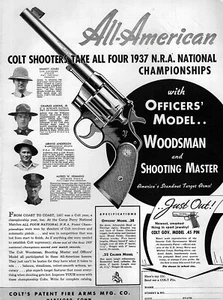 1938 Colt Offiziersmodell 38 Special Heavy Barrel Revolver Original Print Ad - Bild 1 von 1