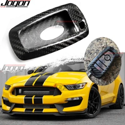 Mando a distancia con cubierta de llavero de carbono real GT350R para Ford Mustang Shelby GT500 S550 2015+ Foto 1 de 4