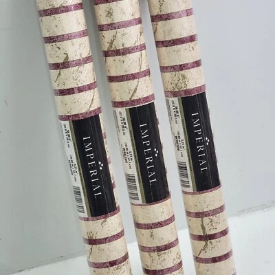 3 Double Rolls Imperial Burgundy Taupe Modern Marble Striped Pasted Wall Paper - Image 1 of 4