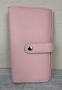 Print PRESSION OOPS Pink Leather Wallet - Snap Closure Zip Section Credit Card - Picture 1 of 11