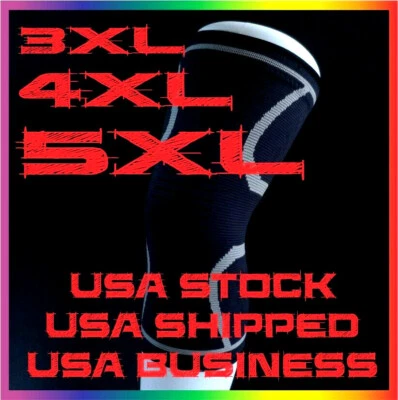 2XL-5XL Compression Knee Sleeve Brace Big & Tall/Arthritis/Joint Support/Patella - Image 1 of 4